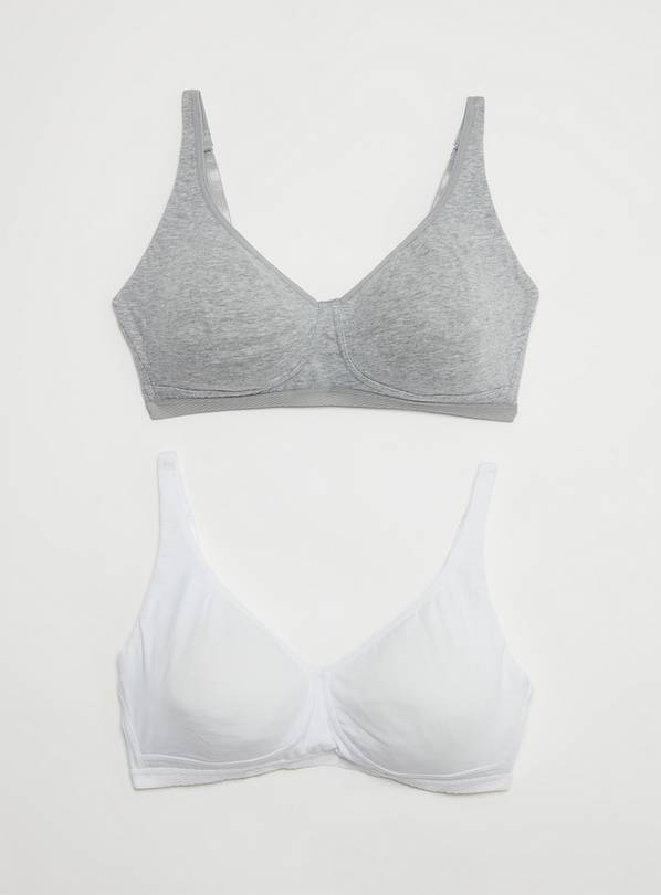 Grey & White Non-Wired Comfort Lounge Bra 2 Pack 34B